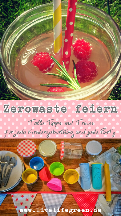 Pinterest-Pins: Zero Waste feiern. Kindergeburtstag ohne Müll
