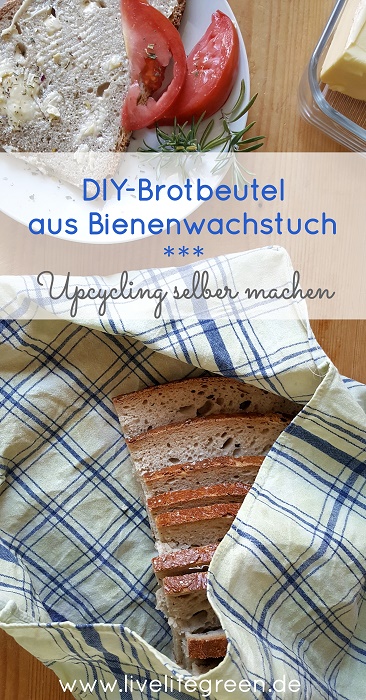 Pinterest-Pin: Upcycling-Brotbeutel aus Bienenwachstuch selber machen