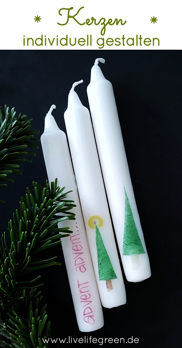 Kerzen individuell gestalten mit Papier Servietten