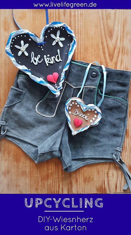 Anleitung für ein Upcycling- Wiesnherz aus Pappe und Eierkarton.